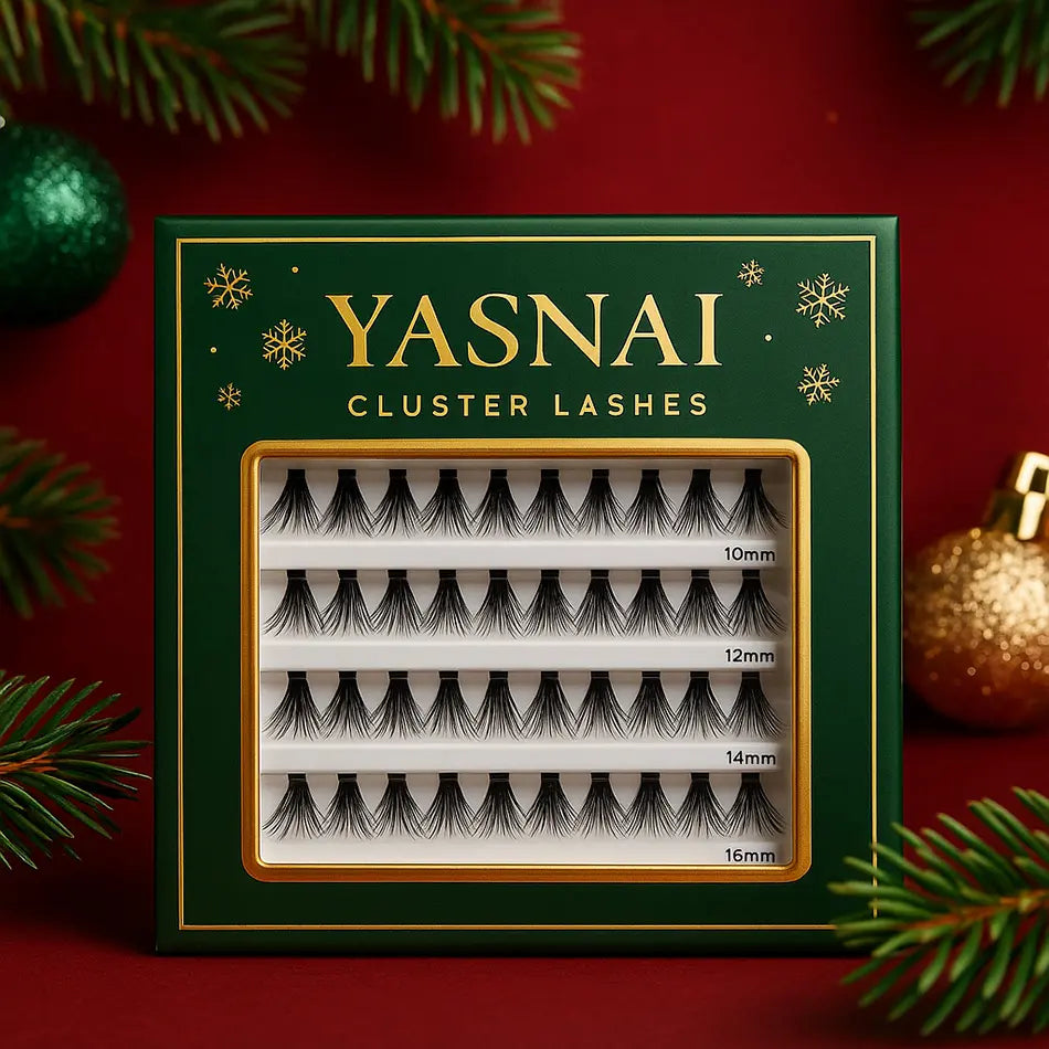 Christmas Handmade Premium Cashmere Lash Box Packaging Lash Clusters Press Custom Logo 7 Day Glueless Super Strong Press Lashes