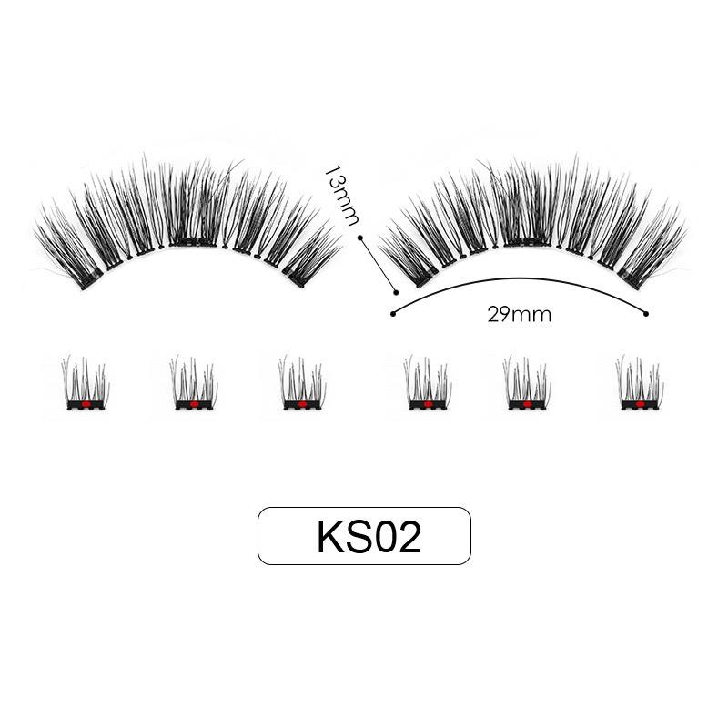 Hot Selling Handmade No Glue Best Magnetic Lashes Super Soft Black Cotton Band Synthetic Fiber Magnetic Curl Cluster Pieces Dual