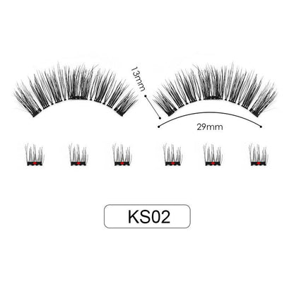 Hot Selling Handmade No Glue Best Magnetic Lashes Super Soft Black Cotton Band Synthetic Fiber Magnetic Curl Cluster Pieces Dual
