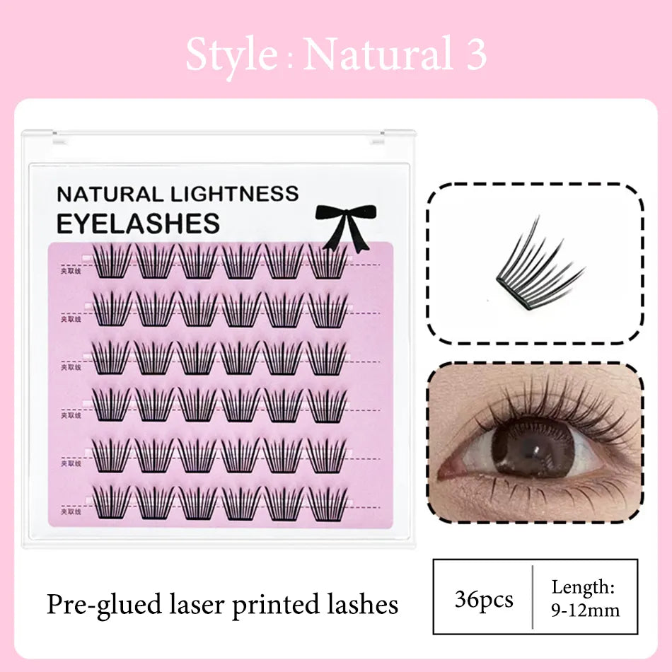 Super Natural Invisible Band Cluster Lashes Custom logo Cluster Lash Vendor Eye Lashes Cluster No Glue Needed