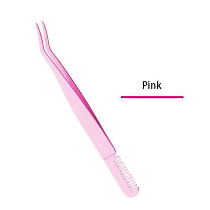 Beauty Tools 2021 Popular Pink White Black Eyelash Curler With Comb Slanted Eyebrow Tweezers