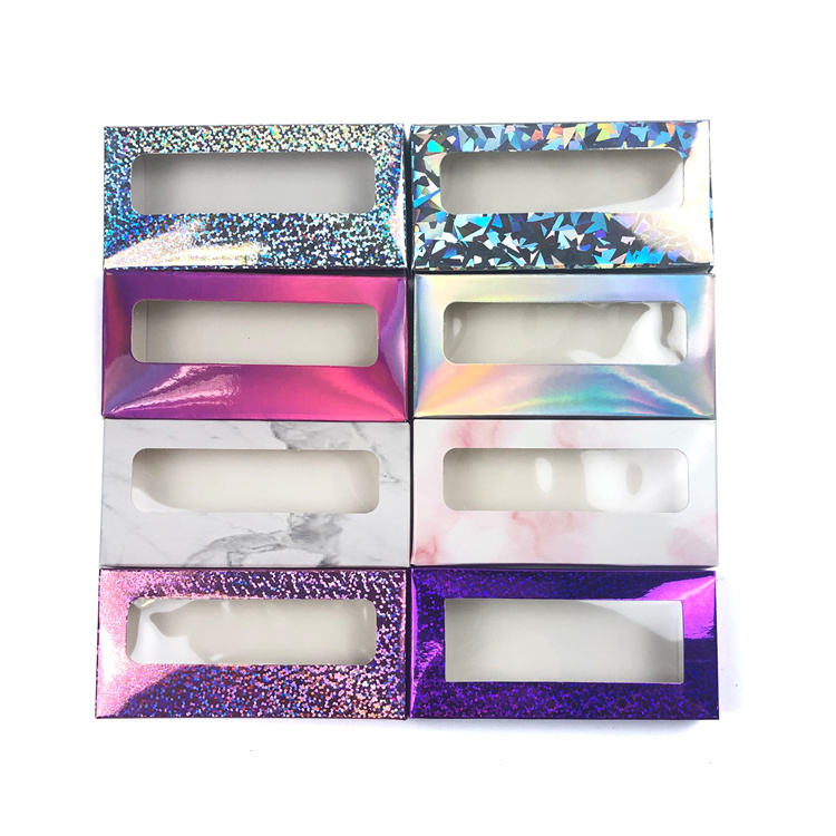 Spot Fast Delivery Color Paper Eyelash Boxes Heart Shaped Window Eyelash Boxes Yellow Rose Gold Orange Lash Box Case