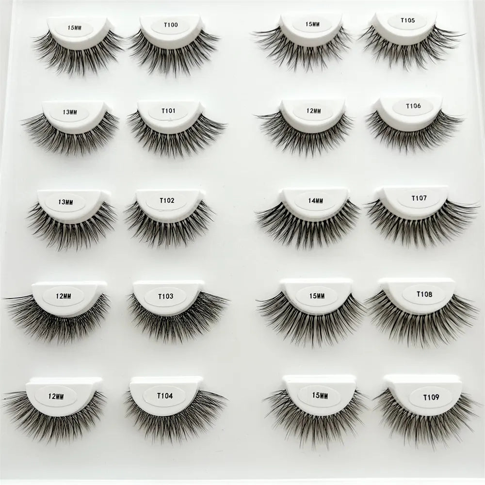 Free Samples 3D Natural False Eyelashes Most Popular Clear Band Strip Faux Mink Eyelashes Wholesale