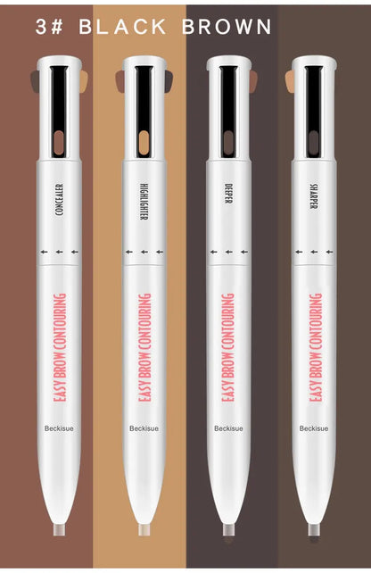 4 in 1 Thin Dark Brown Eyebrow Pencil Wholesale Creamy Vegan Eyebrow Highlighter Pencil Waterproof Eyebrow Chin