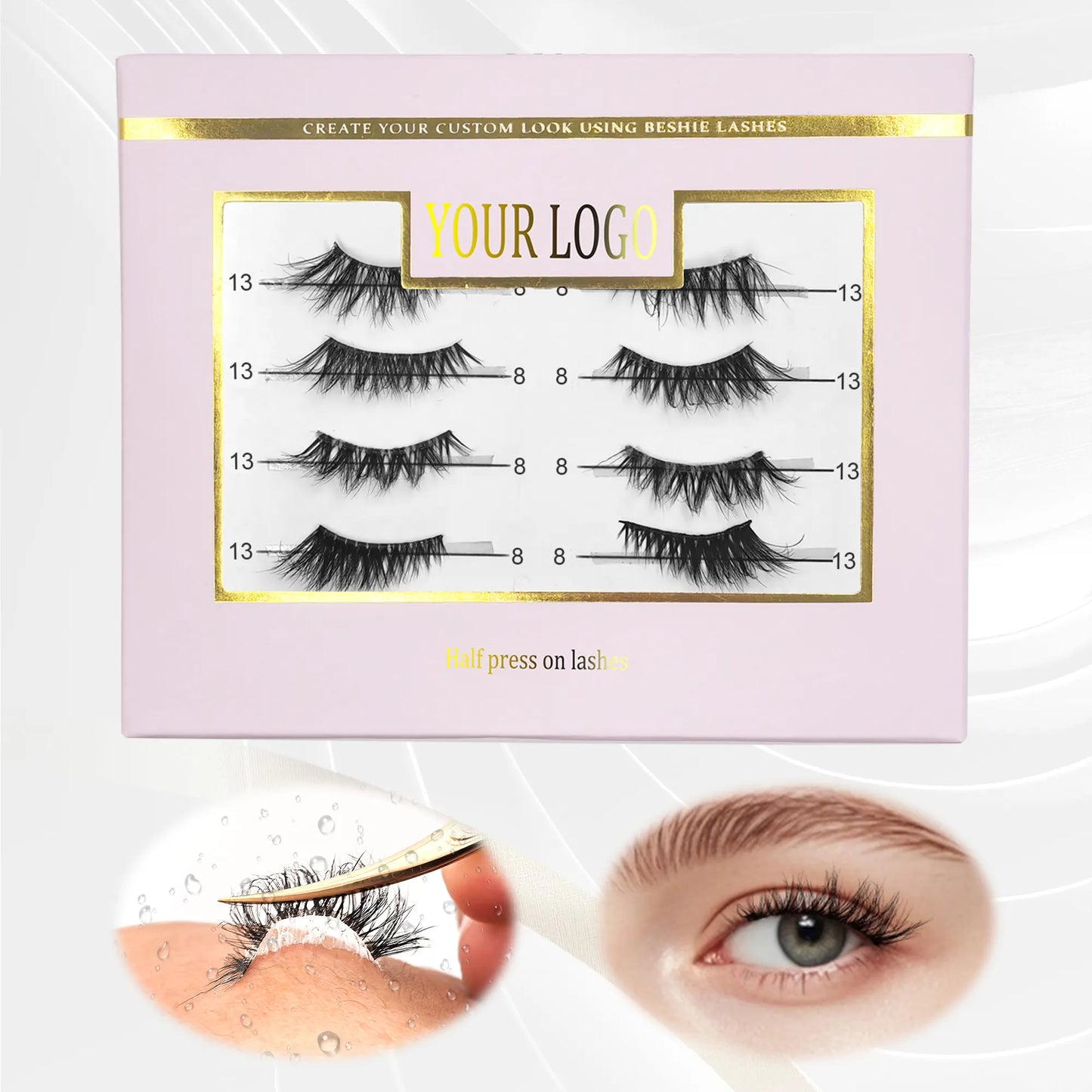 Brown Lashes Long Lasting Self Adhesive Pre Glued Half Vegan Lash Without Glue Pre Glued Half Lash