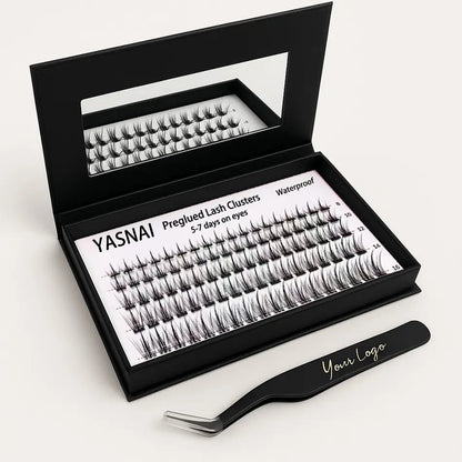 Brown Lash Packaging with Brown Color Lashes Cluster Kits Vendors Dark Brown Lash Clusters Wholesale Glue Free