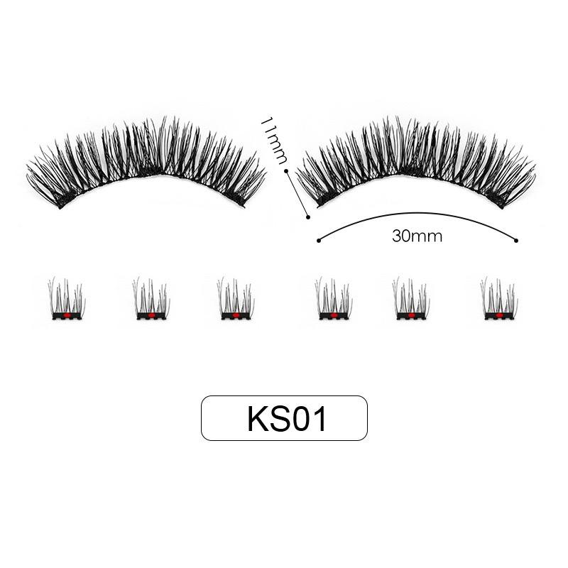 Hot Selling Handmade No Glue Best Magnetic Lashes Super Soft Black Cotton Band Synthetic Fiber Magnetic Curl Cluster Pieces Dual