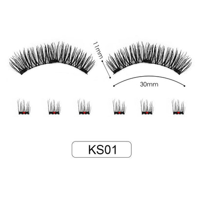 Hot Selling Handmade No Glue Best Magnetic Lashes Super Soft Black Cotton Band Synthetic Fiber Magnetic Curl Cluster Pieces Dual