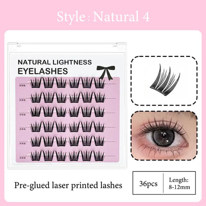 Super Natural Invisible Band Cluster Lashes Custom logo Cluster Lash Vendor Eye Lashes Cluster No Glue Needed