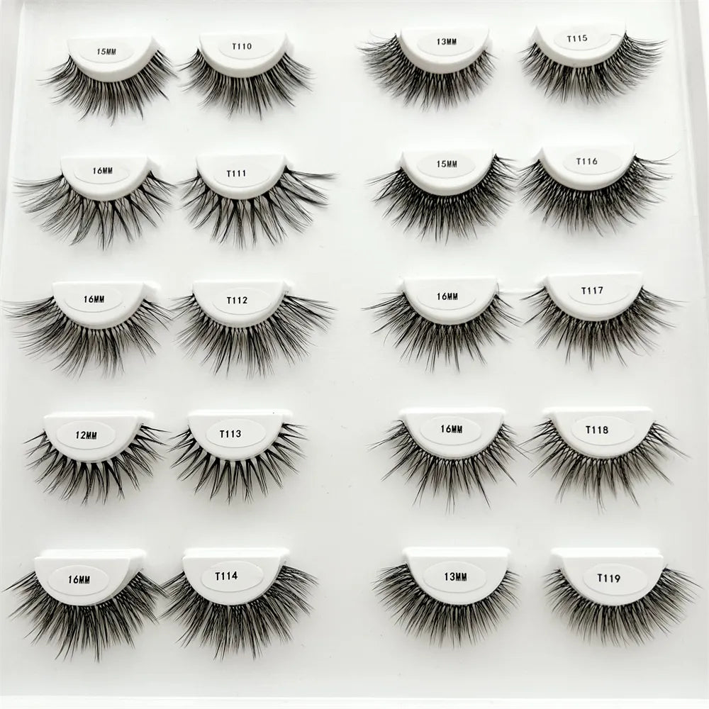 Free Samples 3D Natural False Eyelashes Most Popular Clear Band Strip Faux Mink Eyelashes Wholesale