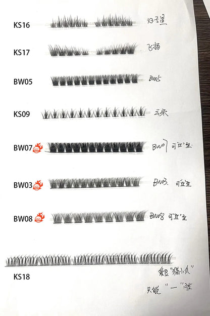 High Quality Self Adhesive DIY Lash Extension Mapping Kit Preglued Cluster Lash Waterproof Glueless Cluster Lashes