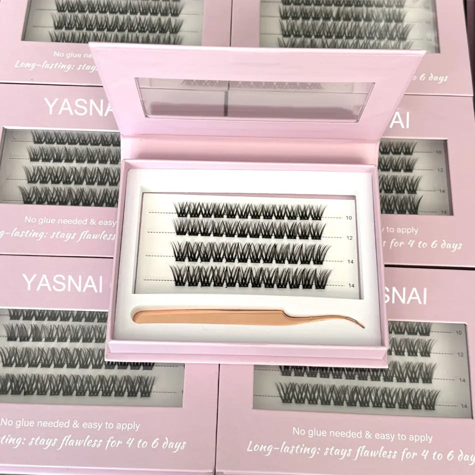 3D for Handmade Press Lash Clusters Wholesale Pre-glued Self Adhesive Cluster Lashes Waterproof Premium Cashmere 4 Rows