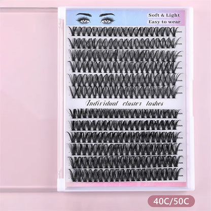 Hot Selling Handmade 30D 40D 50D CC for Cluster Lashes Natural Wispy Eyelashes Cluster Kit Bond Seal Wholesale DIY Lashes Kit