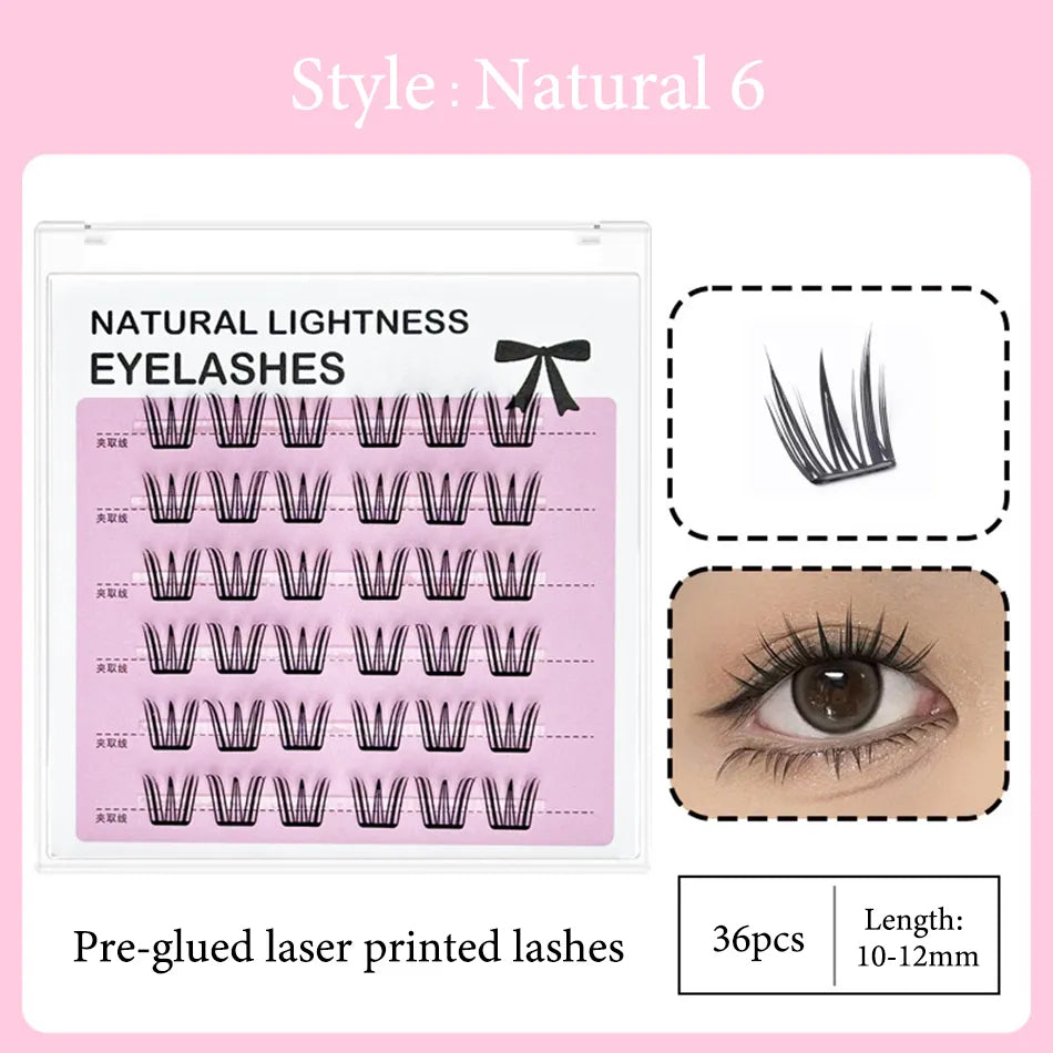 Super Natural Invisible Band Cluster Lashes Custom logo Cluster Lash Vendor Eye Lashes Cluster No Glue Needed