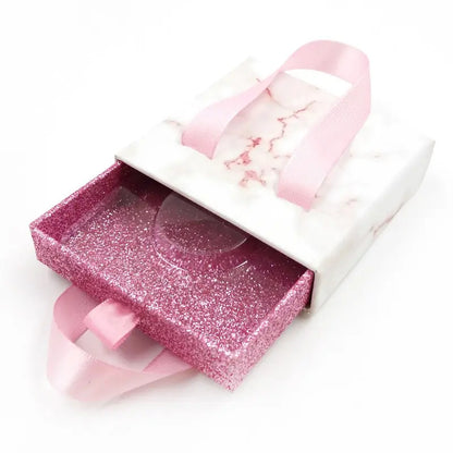 Black Pink Drawer Square Lash Boxes With Ribbon Custom Pink Luxury Lash Packaging With Ribbons