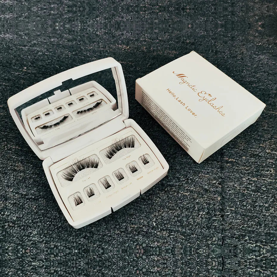 Hot Selling Handmade No Glue Best Magnetic Lashes Super Soft Black Cotton Band Synthetic Fiber Magnetic Curl Cluster Pieces Dual