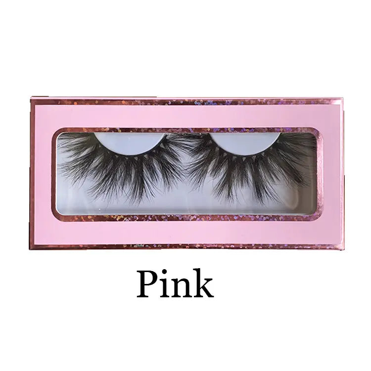 Free Shipping Beautiful False Mink Lashes Paper Box Black Cotton Band 3D Effect False Eyelashes NO Kink Natural Winged 25mm