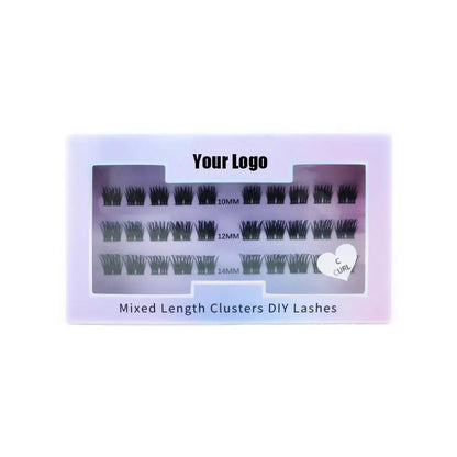 Diy Lash Extension Custom logo Free Design Styles Purple Packaging Segmented Eyelashes 8-16mm.