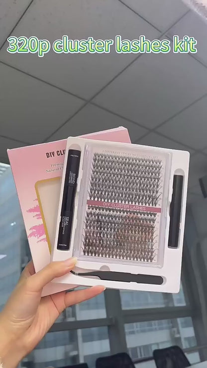 320pcs 30D 40D Individual DIY Eyelash Extension Kit long lasting 7-10 days  cluster lashes set