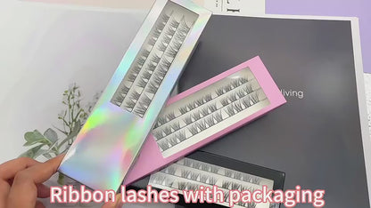 three rows ribbon eyelash extension diy soft lashes