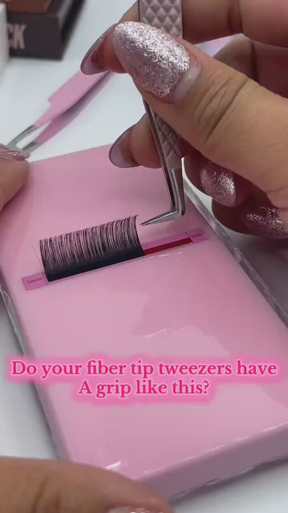 Fiber Tip Lash Tweezers Wholesale Custom Logo 90 Degree Lash Tweezers Fiber Tip with Design